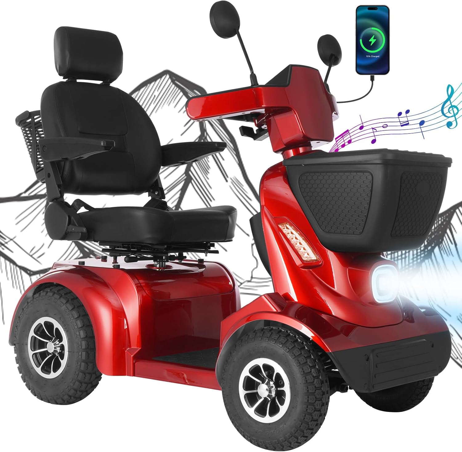 Ecomobi™ MS02 MAX Heavy-Duty Mobility Scooter for Seniors – 32-Mile Range | 500 lbs Capacity